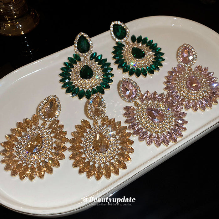 Crystal Teardrop Statement Earrings in Three Colors