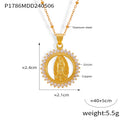 Gold Virgin Mary Zircon Border Pendant Necklace Styles view 6