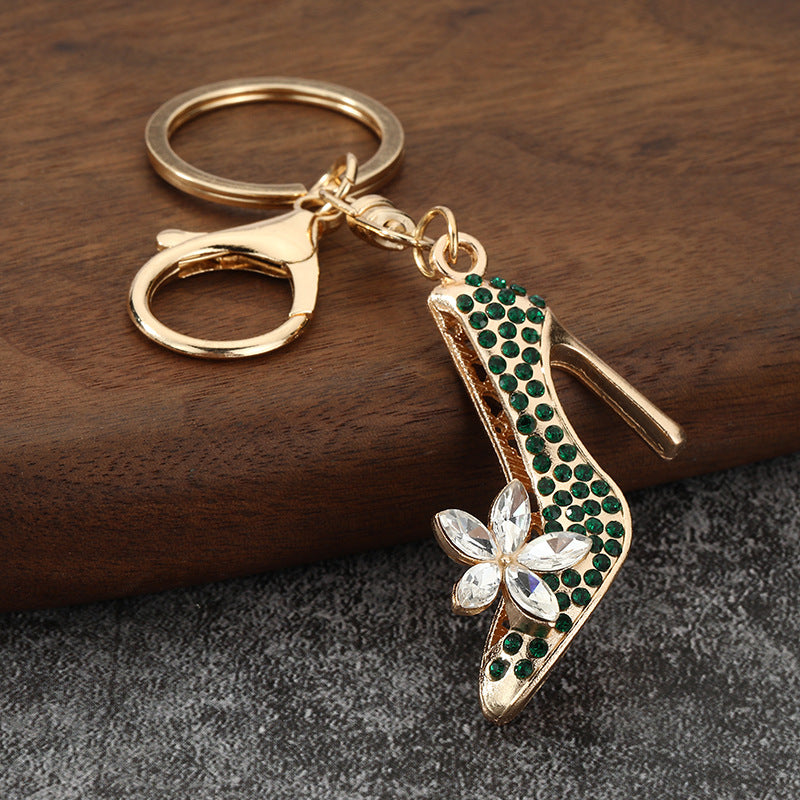 Rhinestone High Heel Shoe Keychain with Crystal Pendant for Bags