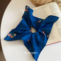 Strawberry Print Scrunchie and Blue Floral Scarf Hair Tie Set view 4