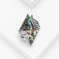 Abalone Shell Geometric Brooch with Polished Metal and Decorative Accents view 2