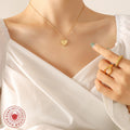 Gold Steel Heart Love You More Pendant Chain Necklace view 4
