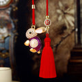 Jeweled Fortune Rabbit Car Hangers in Four Colors plus One Plain Red Tassel view 9