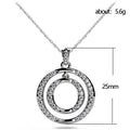 Silver Tone Crystal Double Circle Pendant Necklace view 2