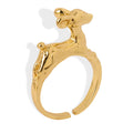 Gold Open Deer Ring Polished Cartoon Animal Band Design view 5