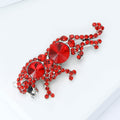 Red Rhinestone Leopard Brooch Antique Silver Walking Pin view 4
