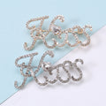 Crystal Kiss Script Brooch Clear Heart Center Gold Silver view 3