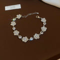 Ribbed Flower Zircon Link Bracelet Gold Silver 2 Colors view 7