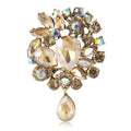 Rhinestone Cluster Teardrop Pendant Brooch Five Color Pin view 1