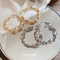 Twisted Metal Hoop Earrings in Gold Tone and Silver Tone view 2