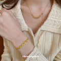 Gold Tone Chinese Coin Row Pendant Necklace Cable Chain view 2