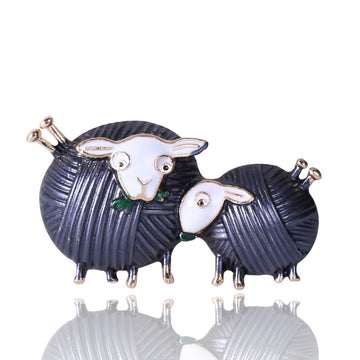 Pair Of Sheep Brooch In Four Enamel Color Designs Decorative Lapel Pin
