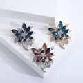 Faceted Crystal Flower Brooch in Three Blue Purple Tones view 1