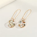 Gold Tone Round Clear Resin Flower Drop Earrings in Three Designs view 4