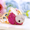Jeweled Seated Rabbit Fortune Strap Keychains in Four Pictured Colors view 5