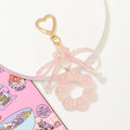 Iridescent Bead Ring Keychain Heart Clasp Flower Five Colors view 8