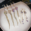 Gold Tone Floral Threader and Hook Earrings in Three Styles view 1
