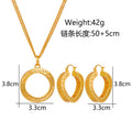Gold Tone Gold Oval Loop Metal Necklace and Earring Set view 5