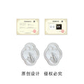 Silver Scallop Mother of Pearl Window Motif Stud Earrings view 3