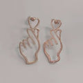 Outline Finger Heart Gesture Stud Earrings Four Metal Finishes view 7