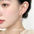 Gold Pavé Huggie Pink Cushion Stone Halo Drop Earrings view 2