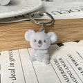 Grey Flocked Koala Plush Keychains Metal Ring 4 Poses view 6