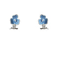 Blue Enamel Flower Silver Bird Stud Earrings Metal view 5