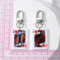 Silver Tone Playing Card Acrylic Clip Keychains in Four Designs view 4