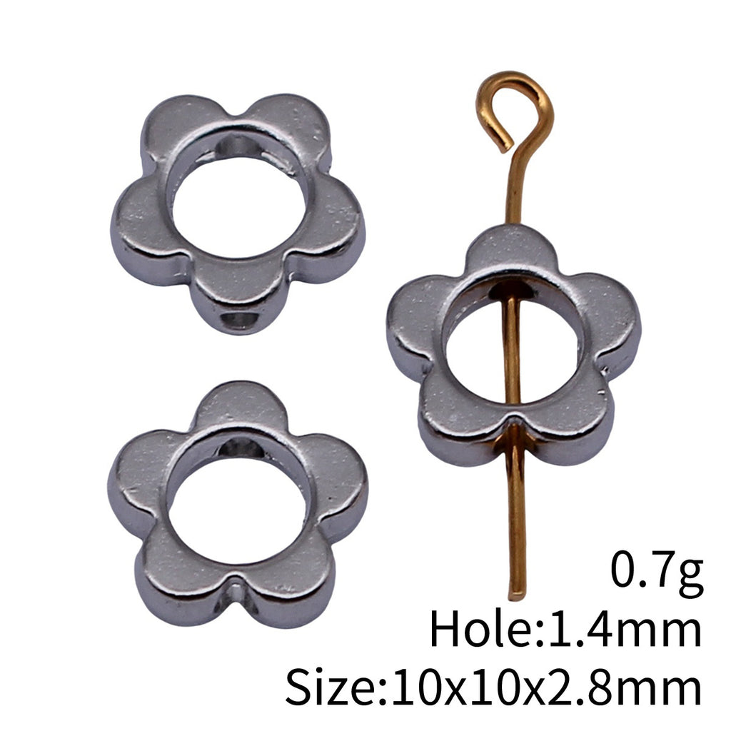 10x10x2.8mm 0.7g White K Zinc Alloy Flower Shape Hole Beads for DIY Bracelet Jewelry Accessories