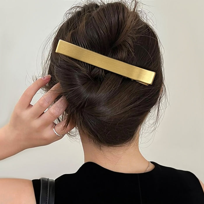 Long Rectangular Brushed Metal Duck Bill Hair Clips