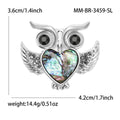 Silver Tone Owl Brooch Abalone Shell Heart Body Pin view 6