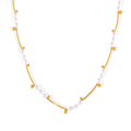 Gold Curved Bar Imitation Pearl Station Necklace Metal view 5
