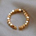 Gold Tone Faceted Nugget Bead Adjustable Open Band Ring view 2