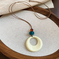 Cord Acrylic Open Ring Pendant Necklace Four Color Styles view 6