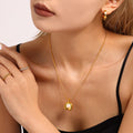 Gold C-Shape Freshwater Pearl Pendant Snake Chain Necklace view 3