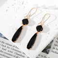 Round and Teardrop Double Glass Dangle Earrings Gold Hooks 8 Colors view 10