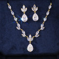 Clear Teardrop Marquise Necklace Earring Sets Multi Metal view 1