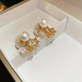 Pearl Star And Moon Double Sided Stud Earrings With Decorative Details view 6