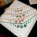 Crystal Flower Teardrop Necklace Earring Sets 3 Colors view 3