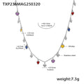 Gold Steel Heart Enamel Charm Necklace And Bracelet Set view 7