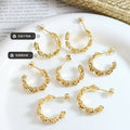 Rose Bloom C-Shaped Metal Hoop Stud Earrings Gold Steel view 2