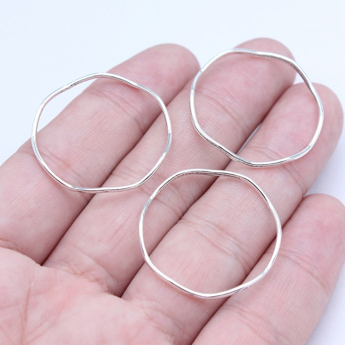 Irregular Silver Tone Open Ring Jewelry Connectors in Two Sizes