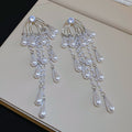 Pearl Chandelier Earrings in Gold and Silver Tones view 6