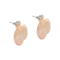 Double Oval Shimmer Drop Stud Earrings with Silver Tops view 5