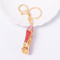 Rhinestone High Heel Shoe Keychain Gold Tone Metal Charm view 4