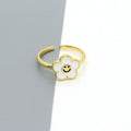 Gold Tone Enamel Smiling Flower Adjustable Open Rings in Seven Colors view 6