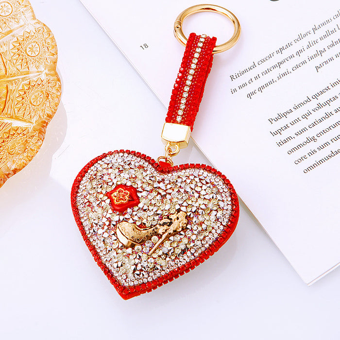 Jeweled Heart Keychains in High Heel Lipstick and Gradient Styles