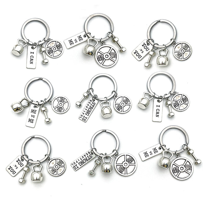 Fitness Charm Keychains Featuring Heart Across 17 Pictured Variations