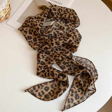 Long Sheer Scarf Neck Tie Polka Dot Leopard Three Styles