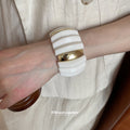 Acrylic Rectangle Stretch Cuff Bangles Gold Accents 4 Colors view 2